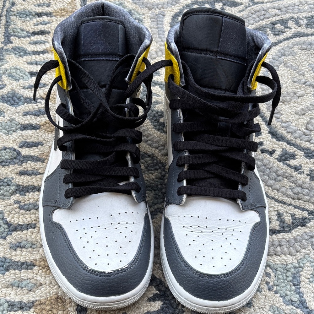 High-Top Sneakers with Yellow Accents